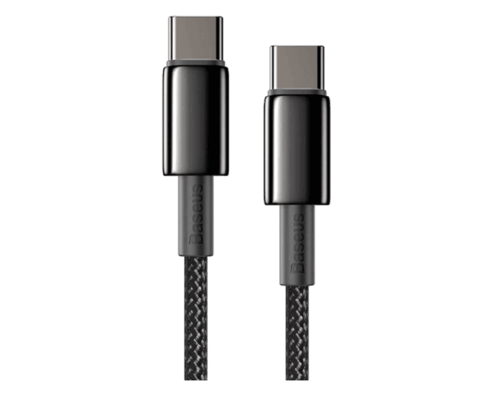 ACCBAS0051 Baseus Tungsten Gold 2M Fast Charging Data Cable Type-C to Type-C 100W Black - Image 1