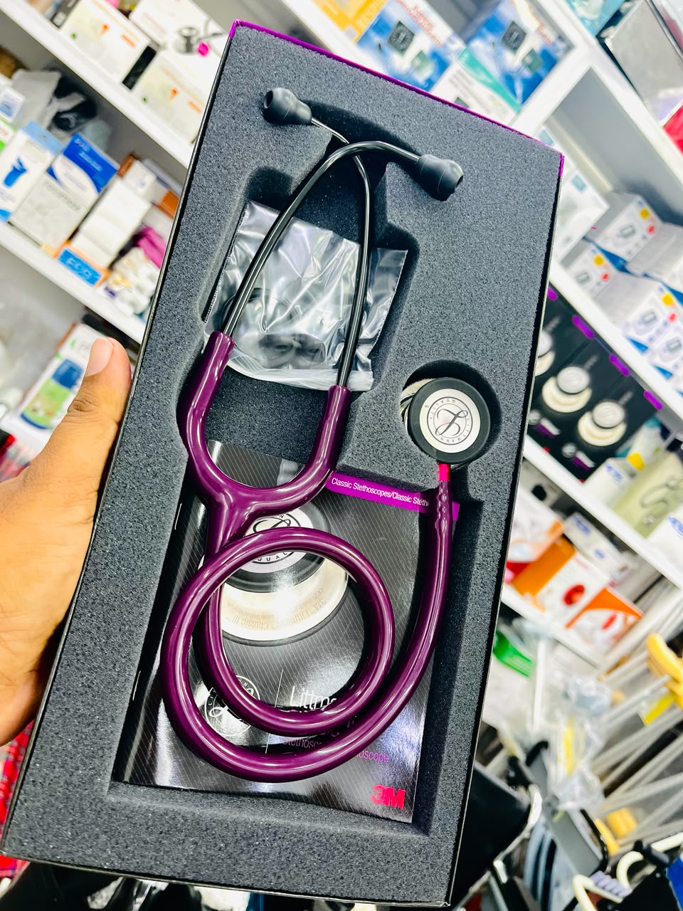 WhatsApp Image 2026-08-13 at 8.56.28 PM 3M Littmann Classic III Monitoring Stethoscope 5960 - Mirror Chestpiece, Plum Tube, Pink Stem & Smoke Headset, 27 Inch 1